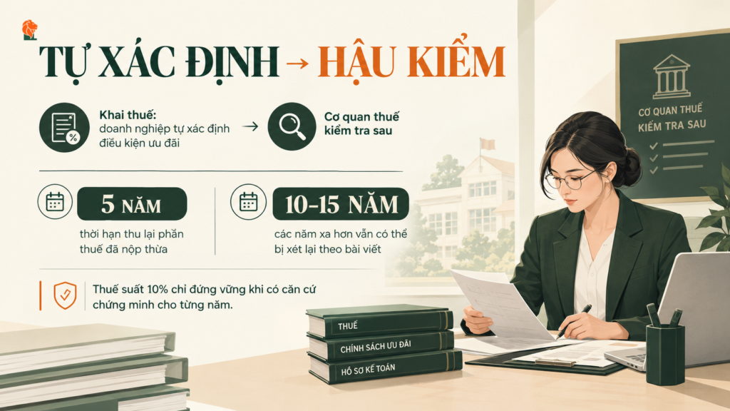 Doanh nghiệp tự xác định điều kiện ưu đãi thuế sai và bị hậu kiểm