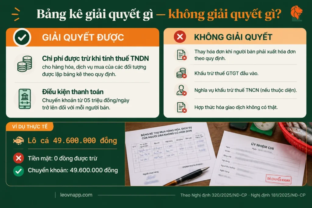 Bảng kê thu mua giải quyết được gì và không giải quyết được gì