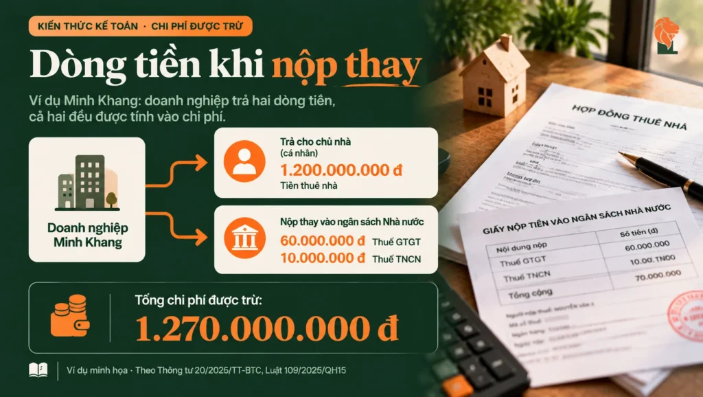 Dòng tiền khi doanh nghiệp nộp thuế thay cho cá nhân cho thuê nhà