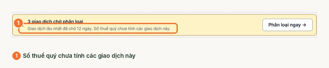 Dải cảnh báo giao dịch chờ phân loại ghi số thuế quý chưa tính các giao dịch này