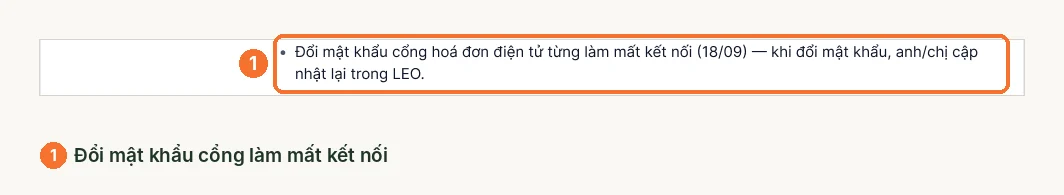 Mục LEO ghi nhớ trong tư vấn thuế nhắc đổi mật khẩu cổng thì cập nhật trong LEO