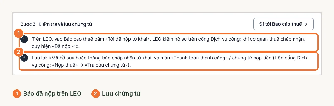 Bước kiểm tra và lưu chứng từ trong Hướng dẫn nộp thuế LEO