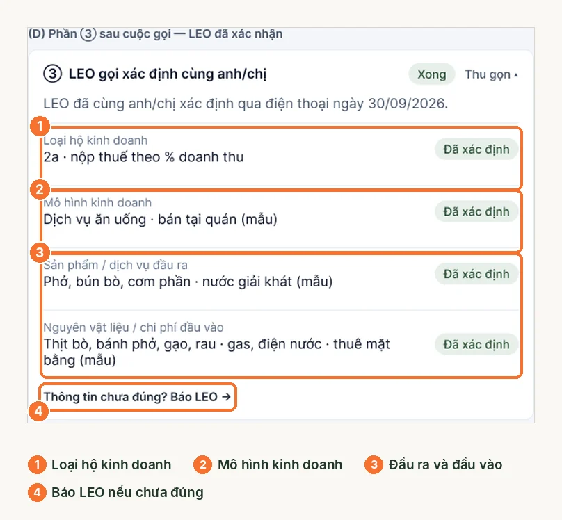 Phần 3 sau cuộc gọi: loại hộ, mô hình, đầu ra, đầu vào đã xác định